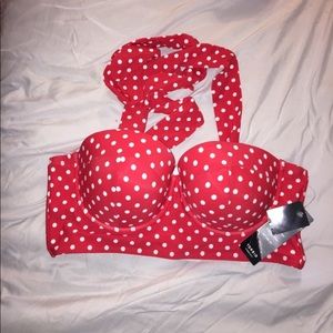 Torrid Swimsuit Bikini Top Red Polka Dot NWT